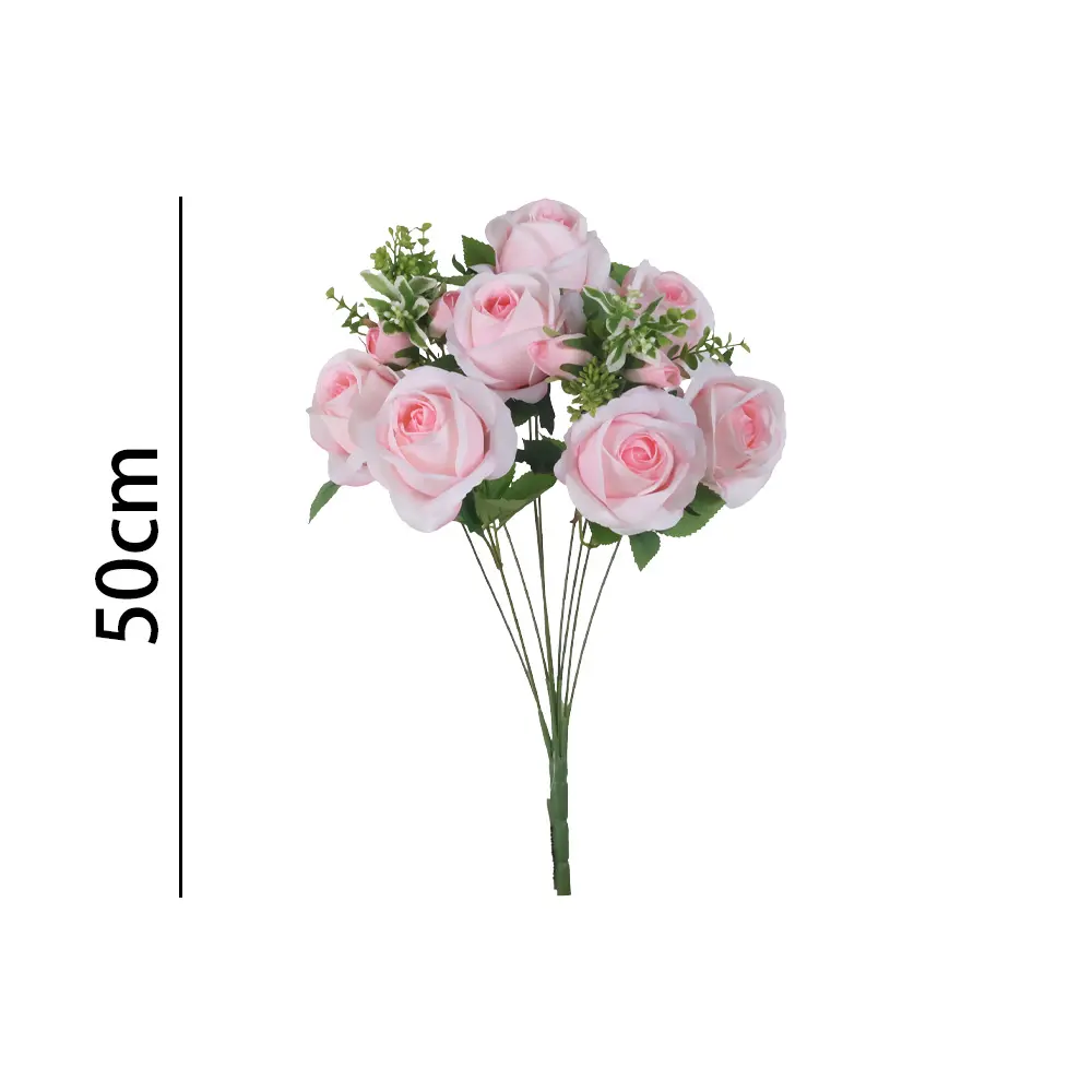 Ramo rosa artificial 50cm 9头带蕾富贵玫50cm