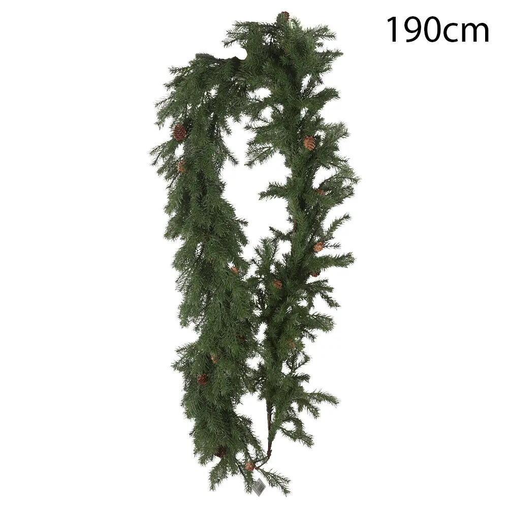 Guirnalda navideña de pino con piñas 180cm